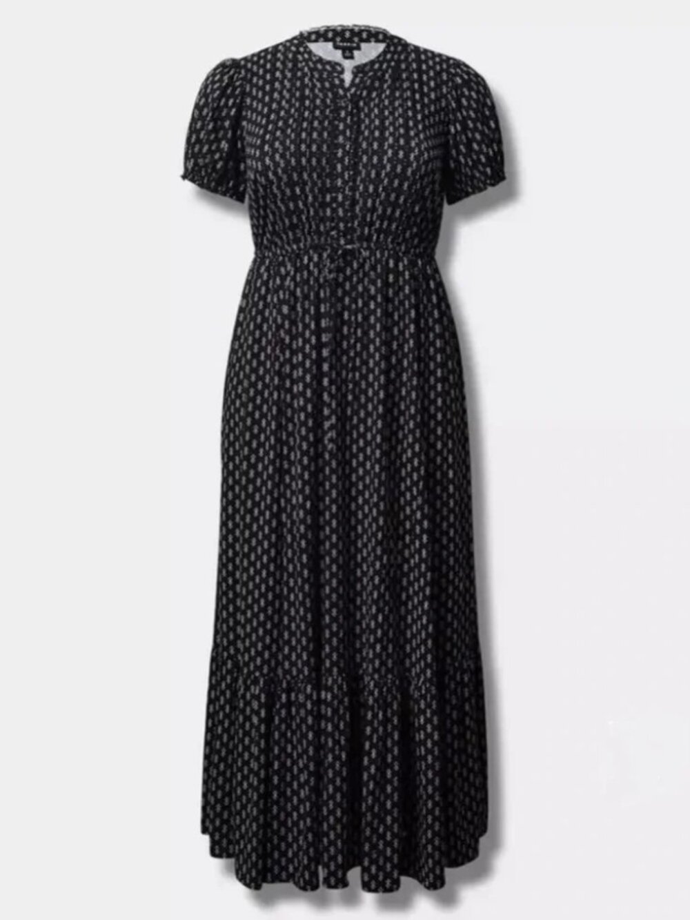 Torrid Maxi Stretch Challis Pintuck Tiered Dress